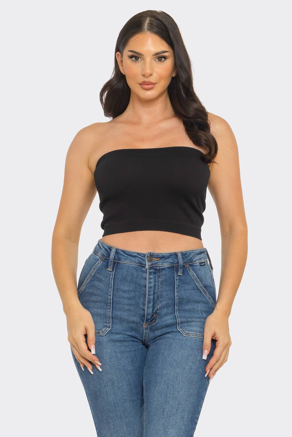 Seamless Rib Bandeau Tube Top