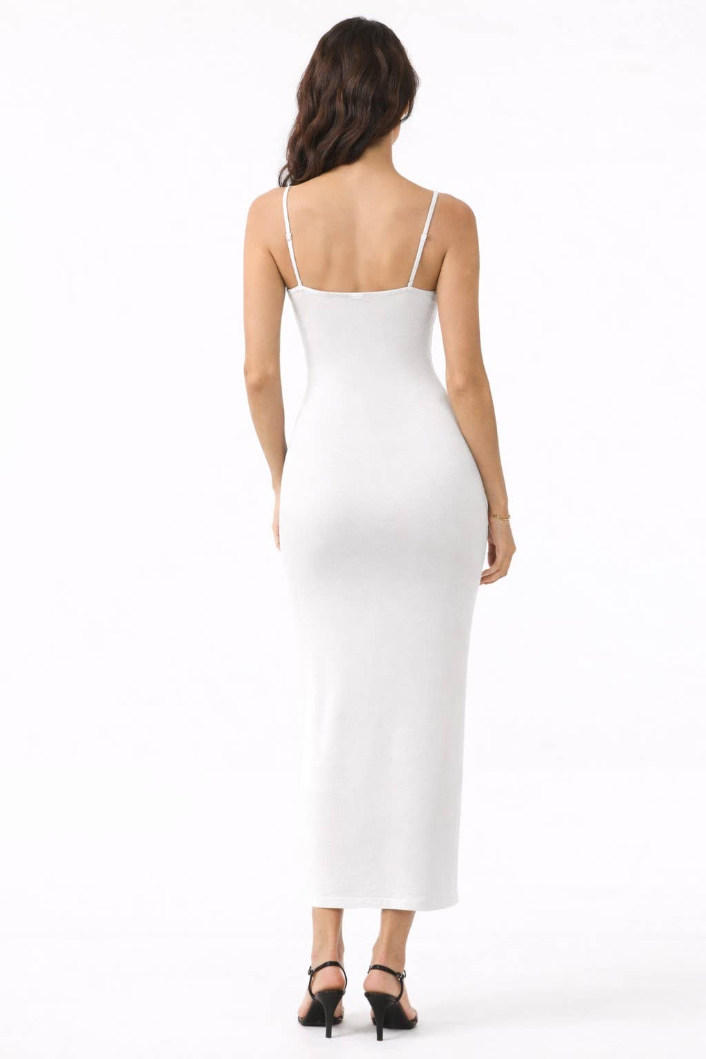 JD45766 - SQUARE NECK SLIT MAXI DRESS
