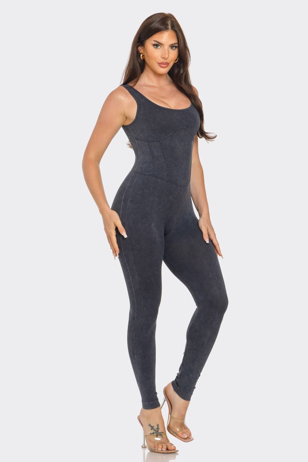 Front Scoop Neck Corset Style Jumpsuits