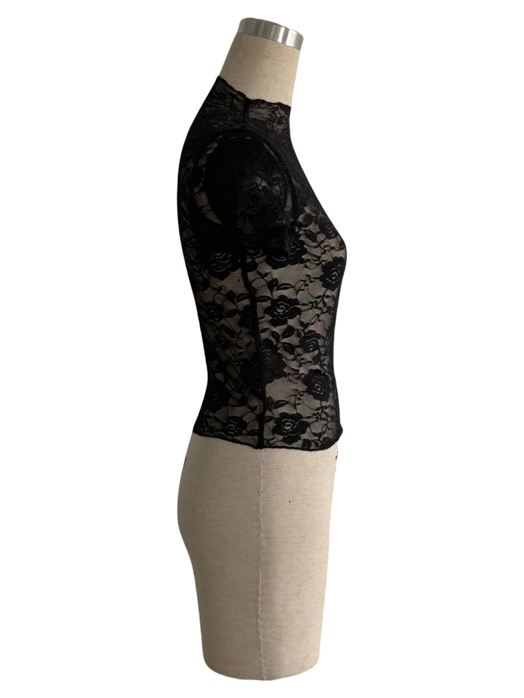Women's Lace Trim Mock Neck Slim Fit Top