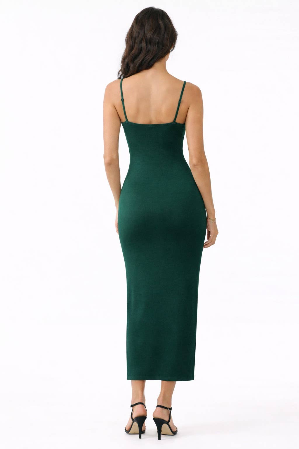JD45766 - SQUARE NECK SLIT MAXI DRESS
