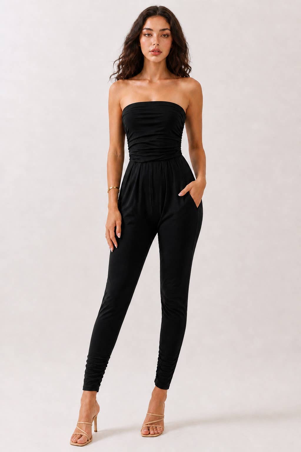 AR16435 - TUBE TOP W/SHIRRING JUMPSUIT
