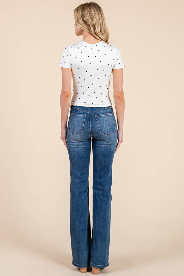 JT50211AP - PRINTED CREWNECK DOUBLE LAYERED TOP