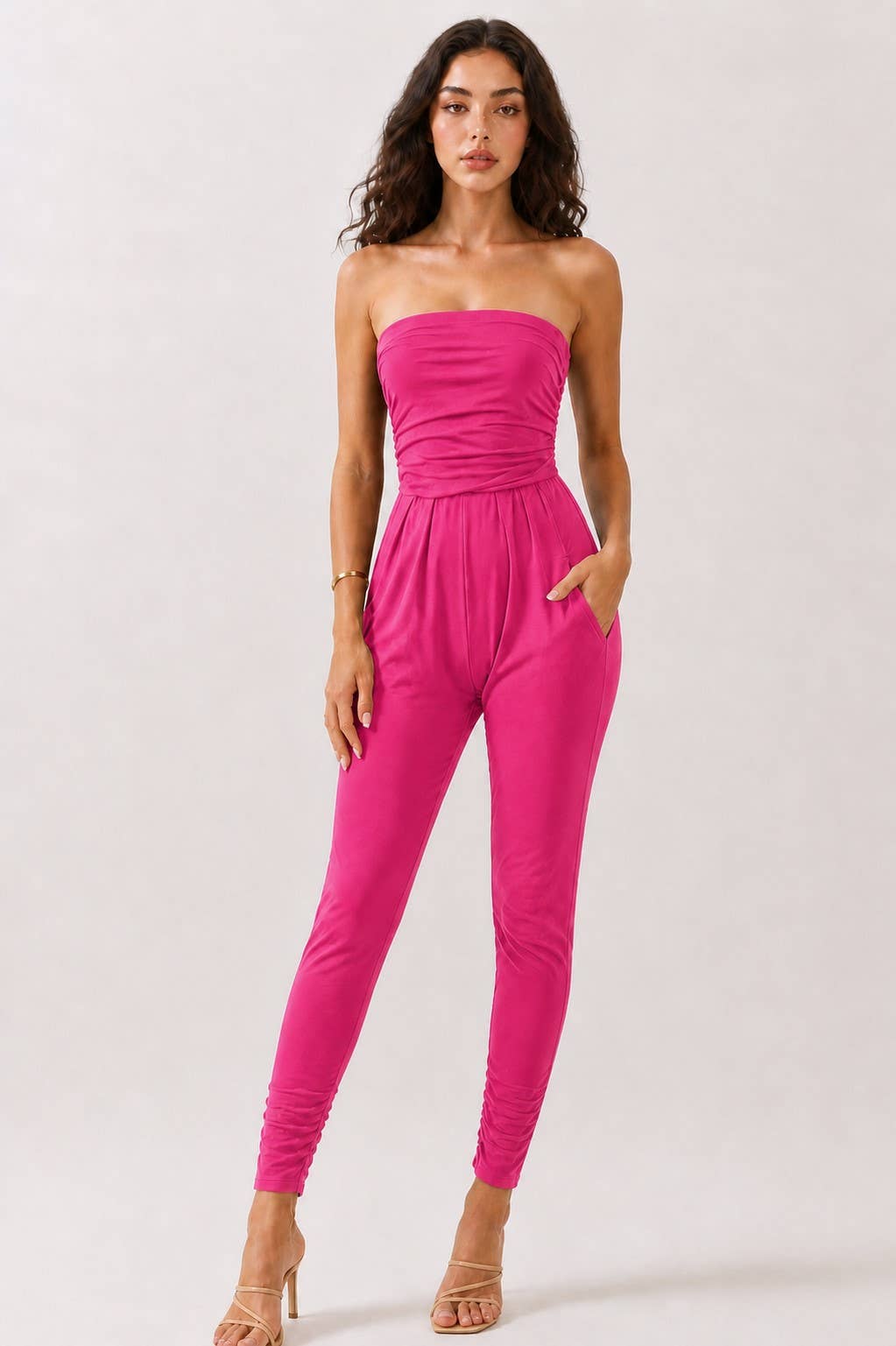 AR16435 - TUBE TOP W/SHIRRING JUMPSUIT