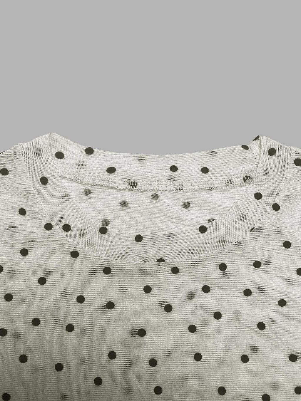 Retro Vibe Romance Polka Dots Sheer Mesh Blouse