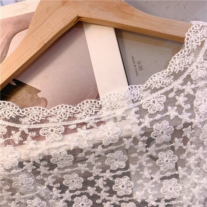 Embroidered Lace Short Sleeve Crop Top