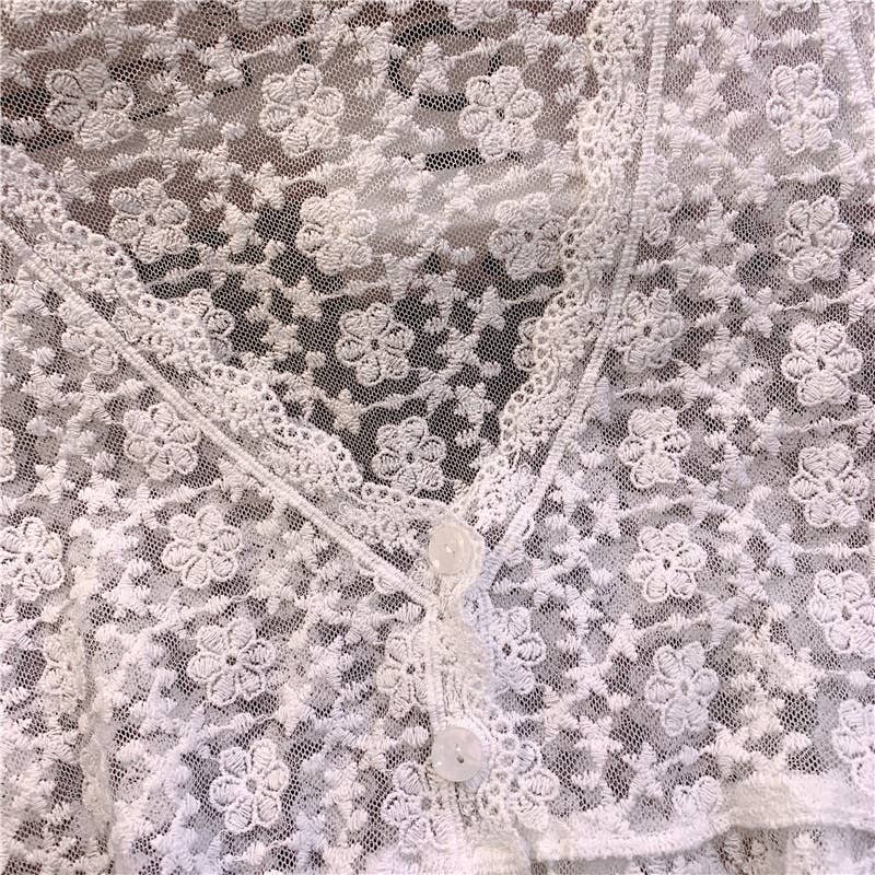Embroidered Lace Short Sleeve Crop Top