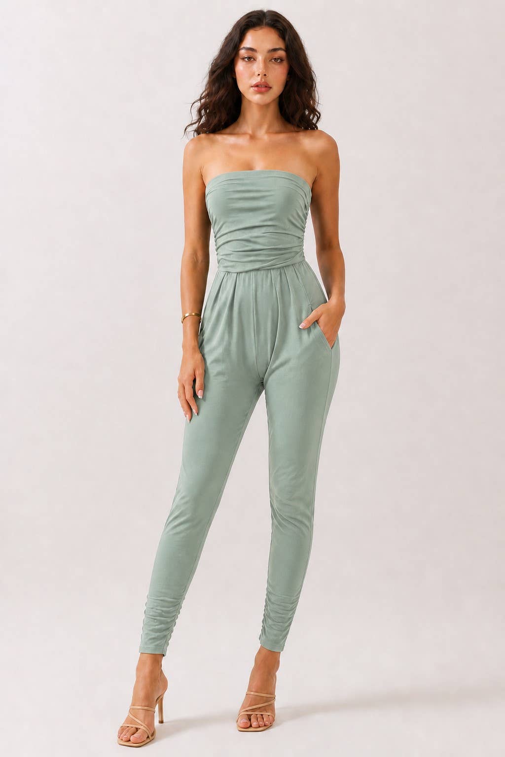 AR16435 - TUBE TOP W/SHIRRING JUMPSUIT