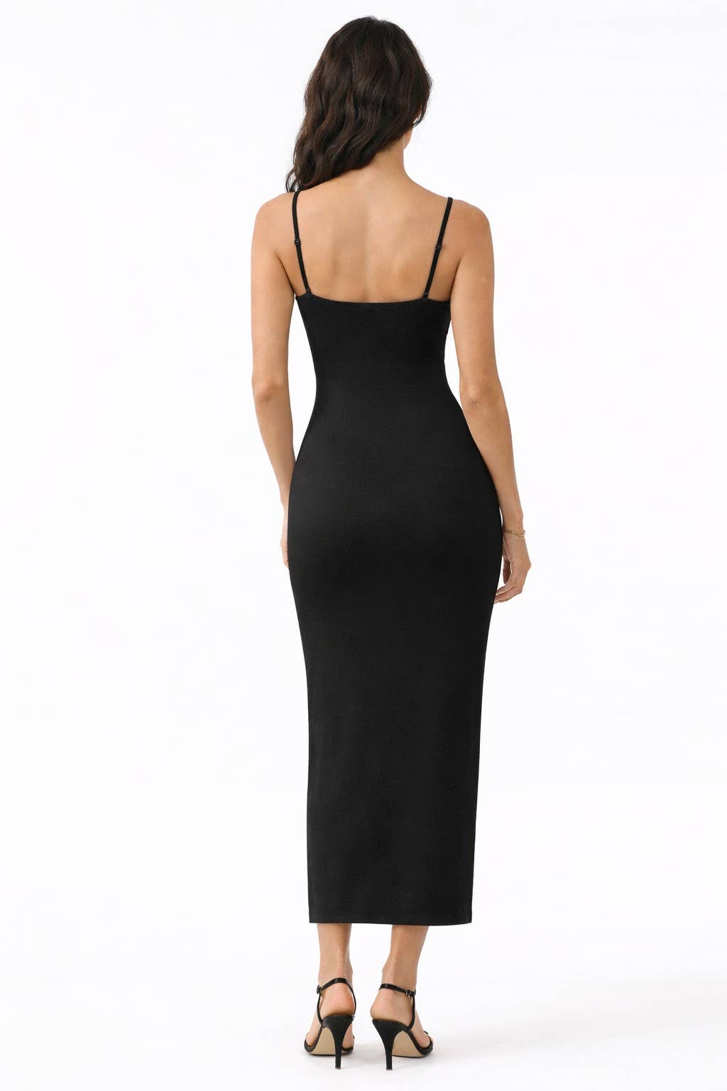 JD45766 - SQUARE NECK SLIT MAXI DRESS