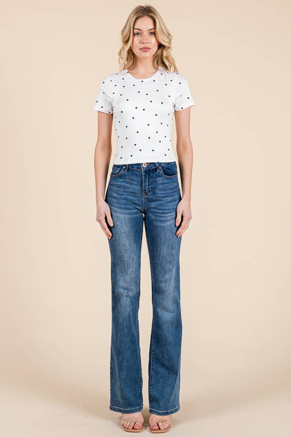 JT50211AP - PRINTED CREWNECK DOUBLE LAYERED TOP