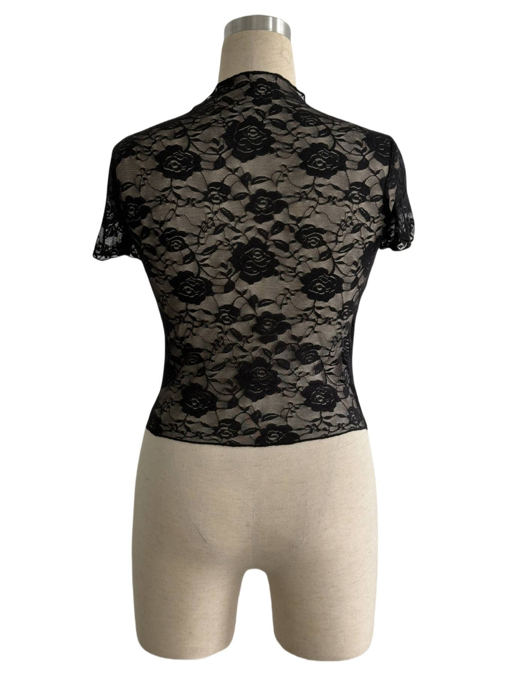 Women's Lace Trim Mock Neck Slim Fit Top