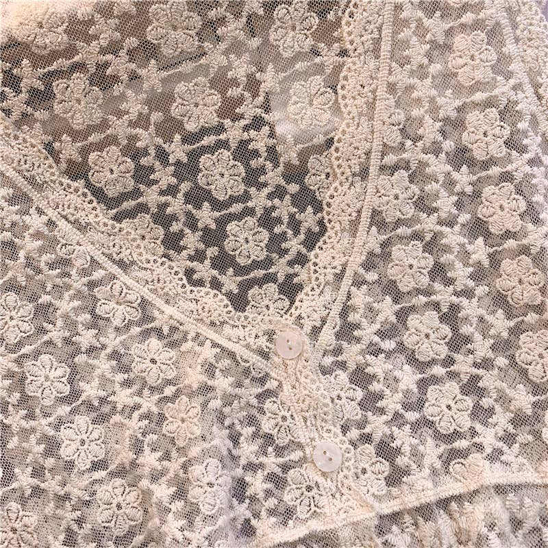 Embroidered Lace Short Sleeve Crop Top