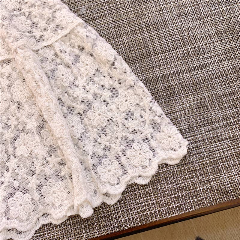 Embroidered Lace Short Sleeve Crop Top