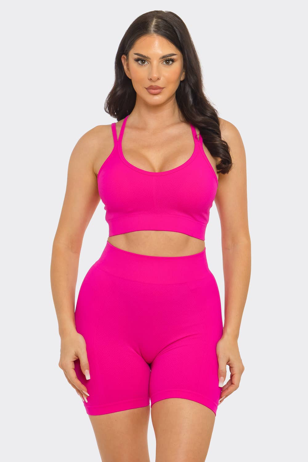 Seamless Bra Pad Spaghetti Straps Top And Shorts Set