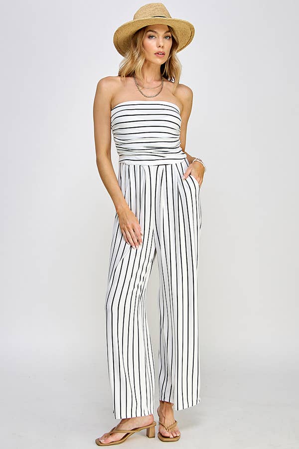JR16435FS - TUBE TOP W/SHIRRING PALAZZO ROMPER