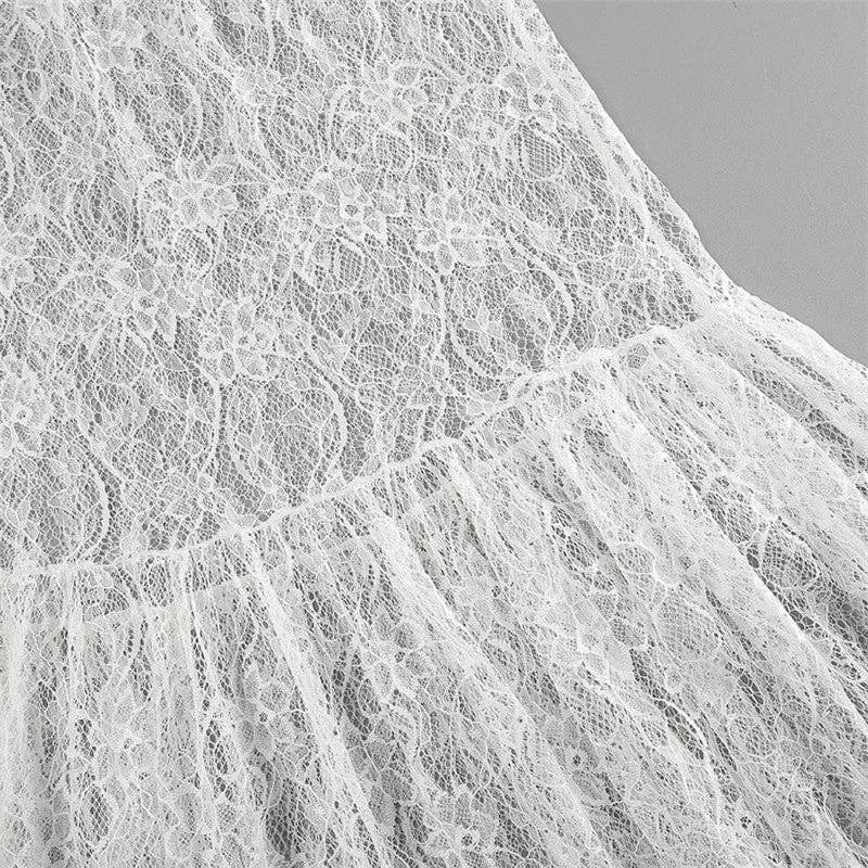 Elegant Lace Floral High-Waisted Midi Skirt
