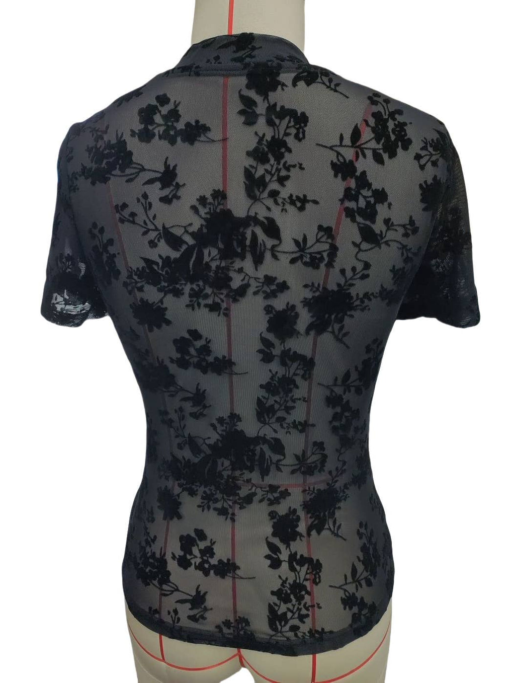 Mesh T-Shirt with Floral Print