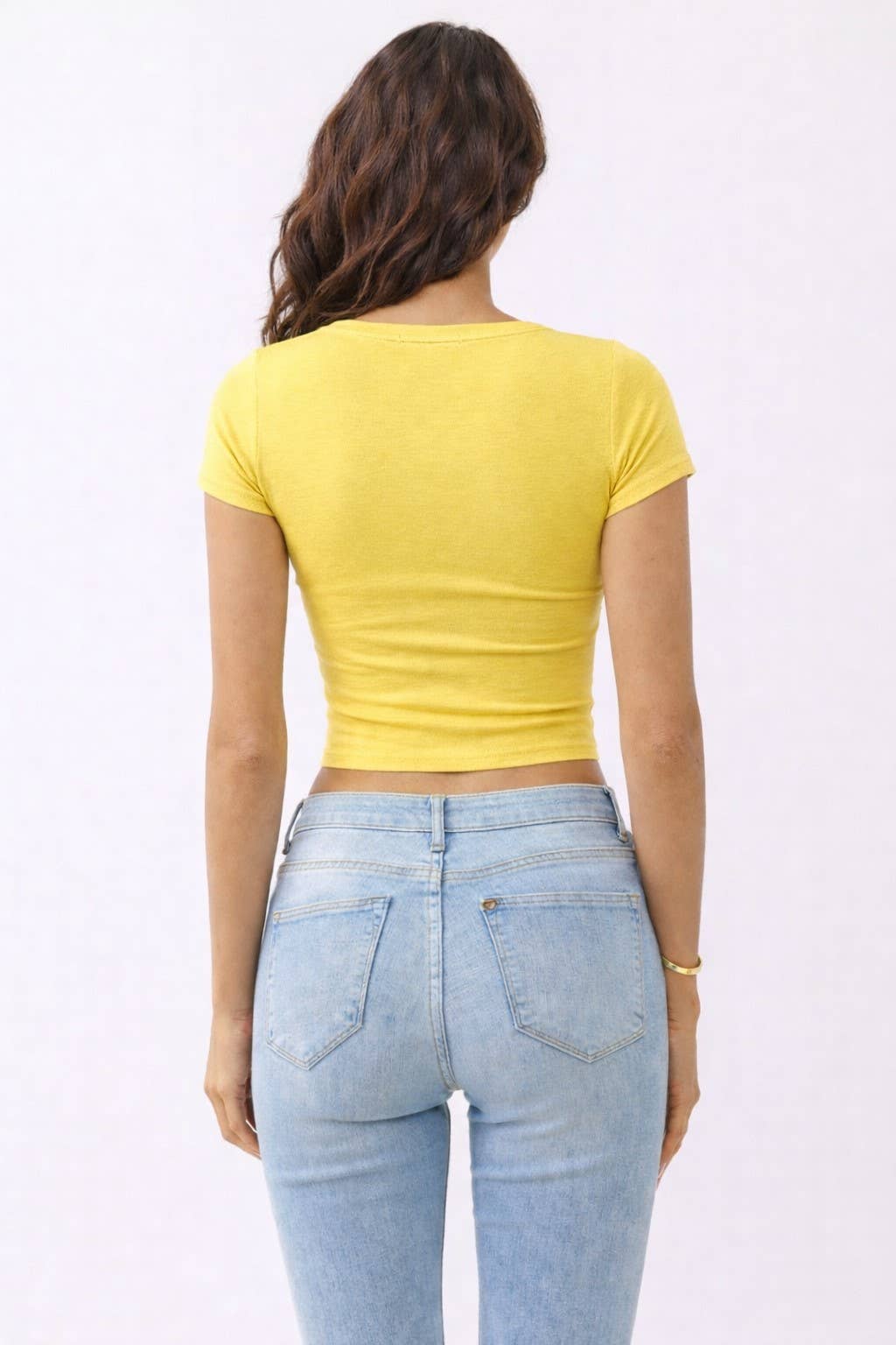 JT49614VN - SHORT SLEEVE V-NECK CROP TOP