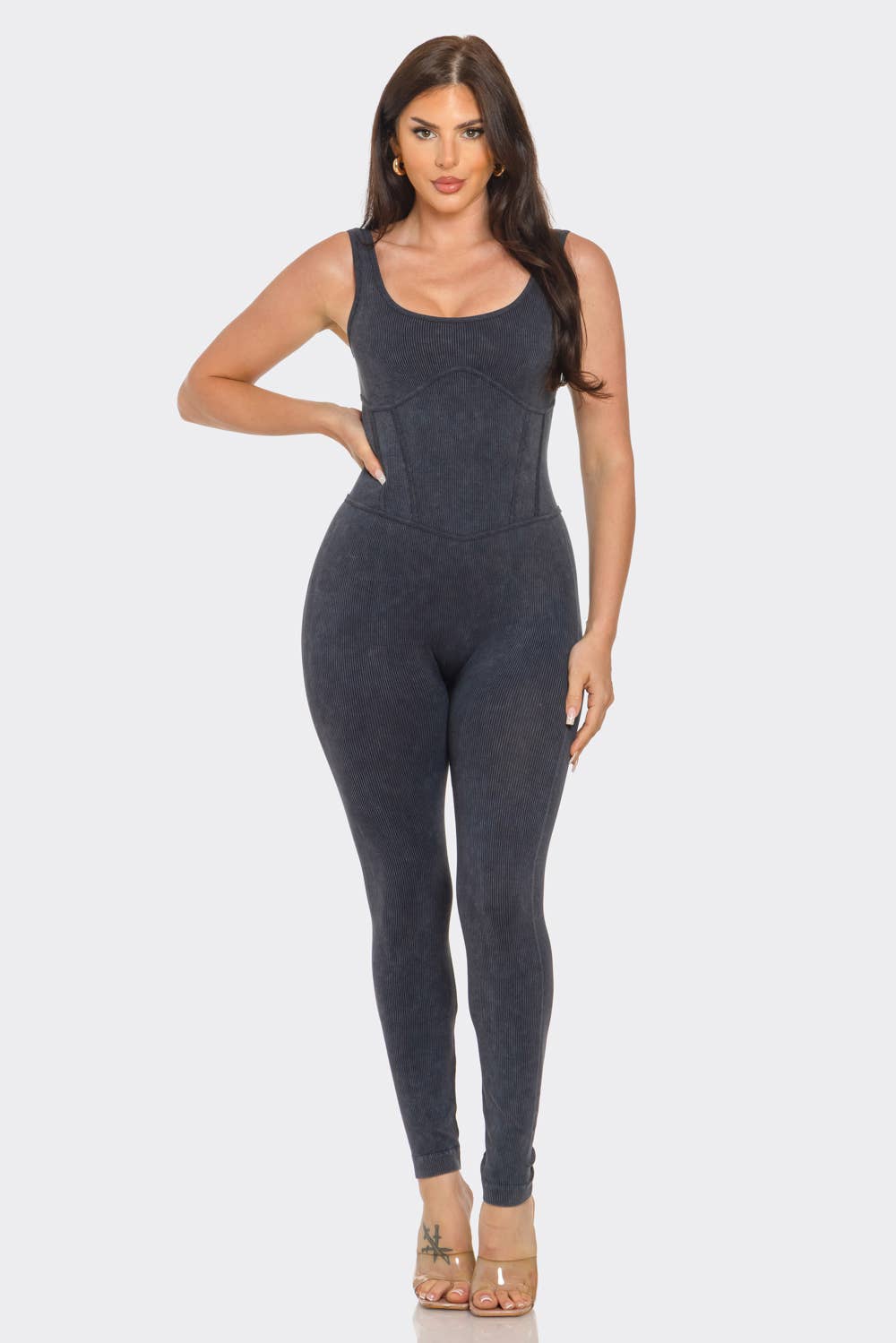 Front Scoop Neck Corset Style Jumpsuits