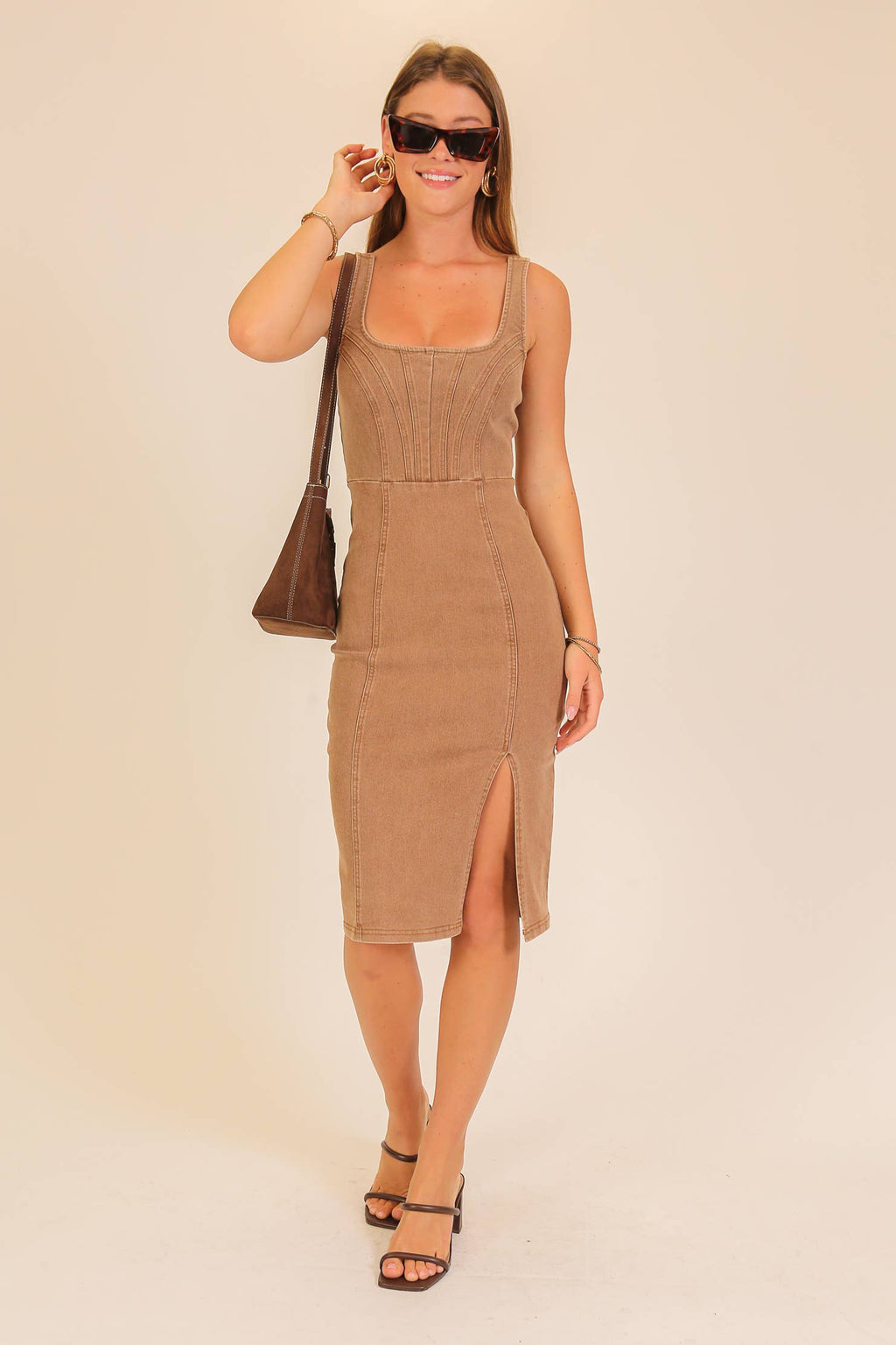 Rodeo Night Out Midi Stretchy Denim Dress