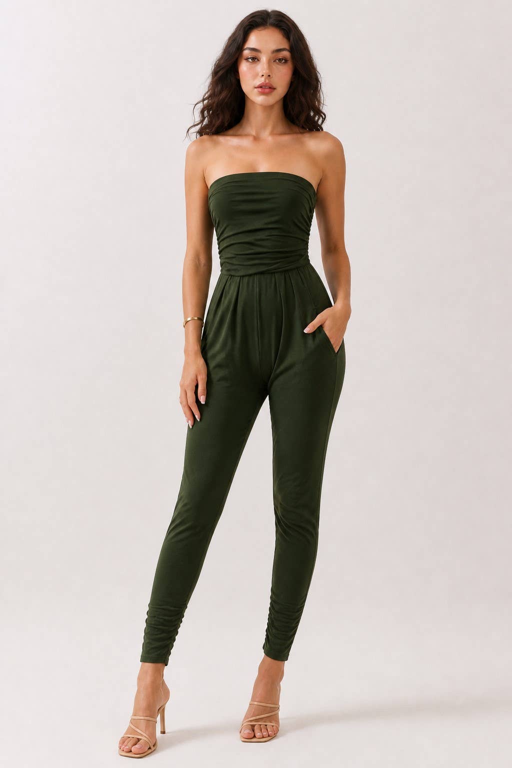 AR16435 - TUBE TOP W/SHIRRING JUMPSUIT