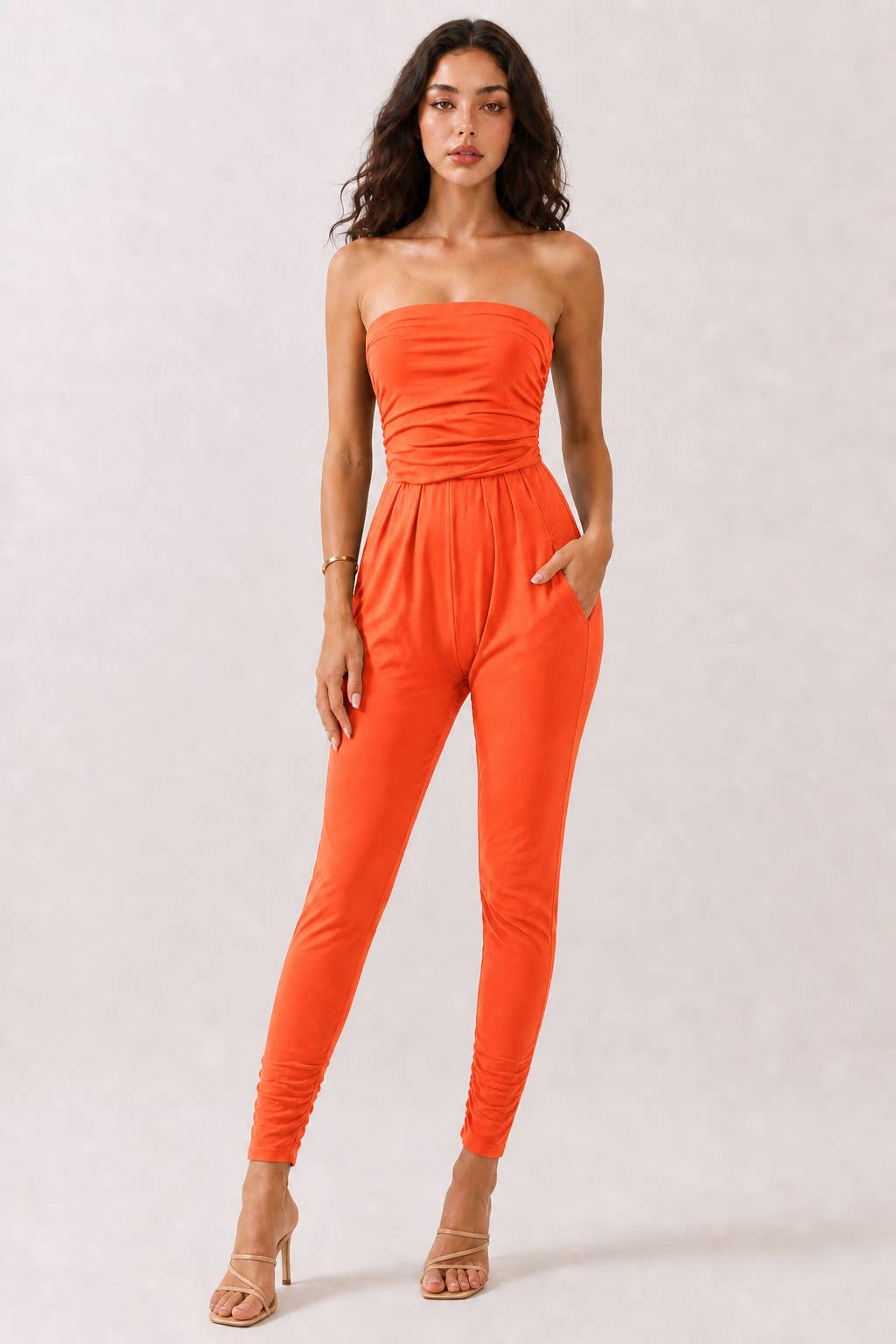 AR16435 - TUBE TOP W/SHIRRING JUMPSUIT