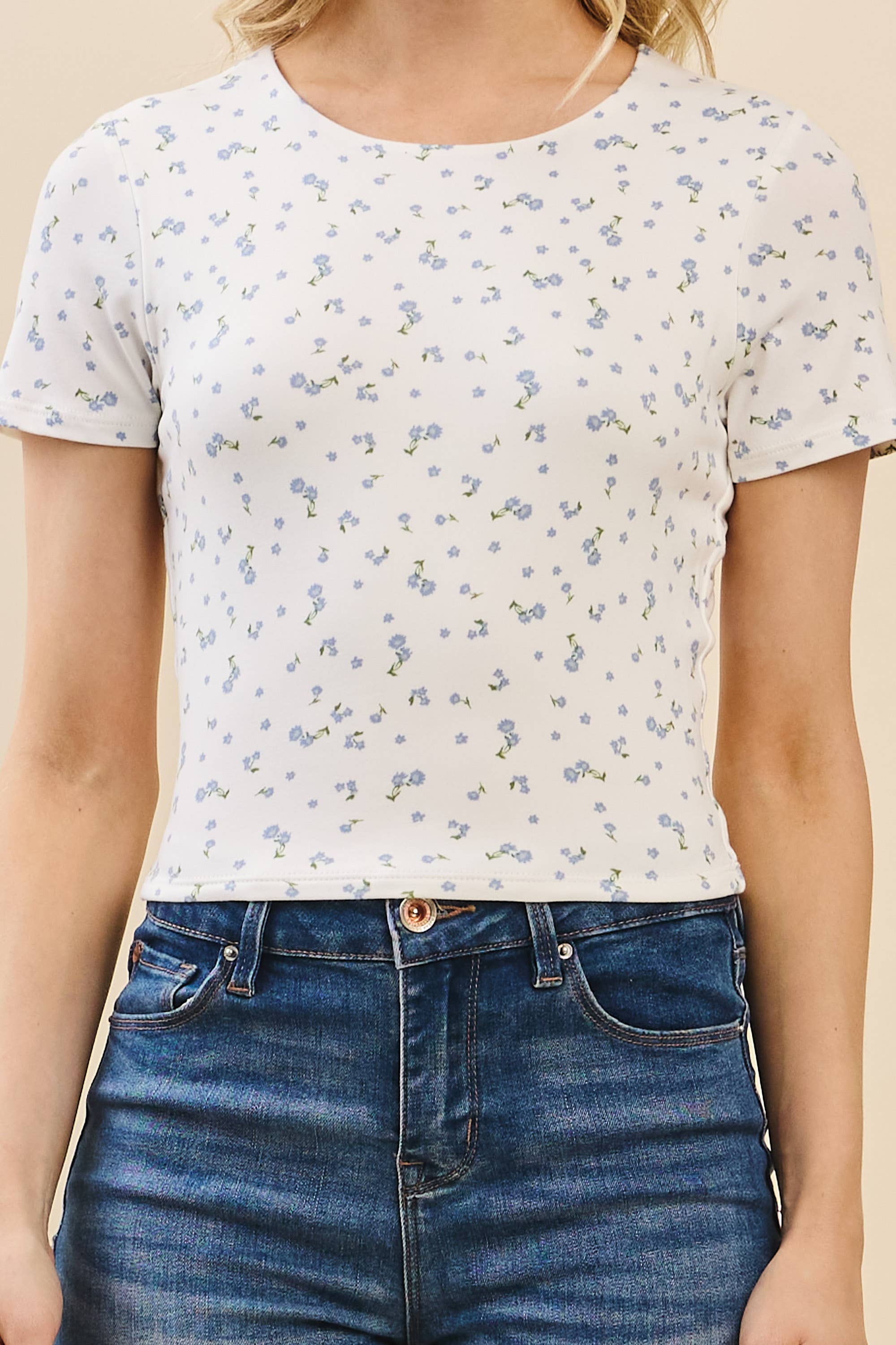 JT50211AP - PRINTED CREWNECK DOUBLE LAYERED TOP