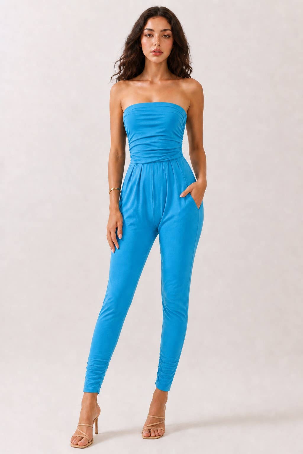 AR16435 - TUBE TOP W/SHIRRING JUMPSUIT