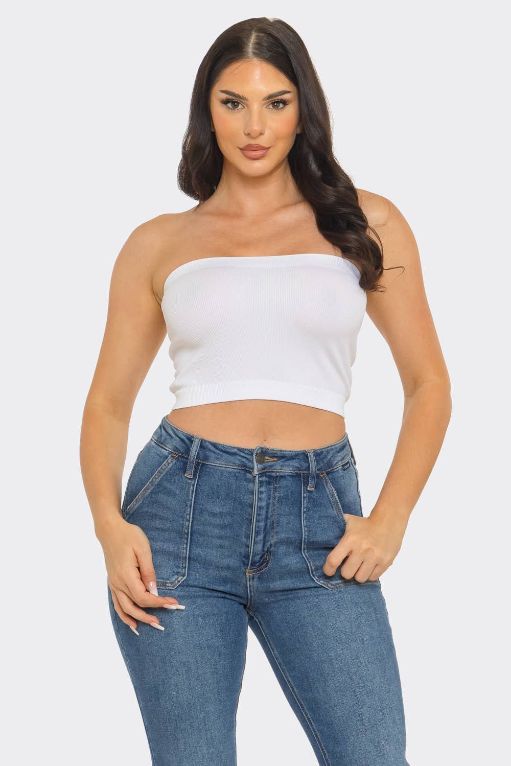 Seamless Rib Bandeau Tube Top