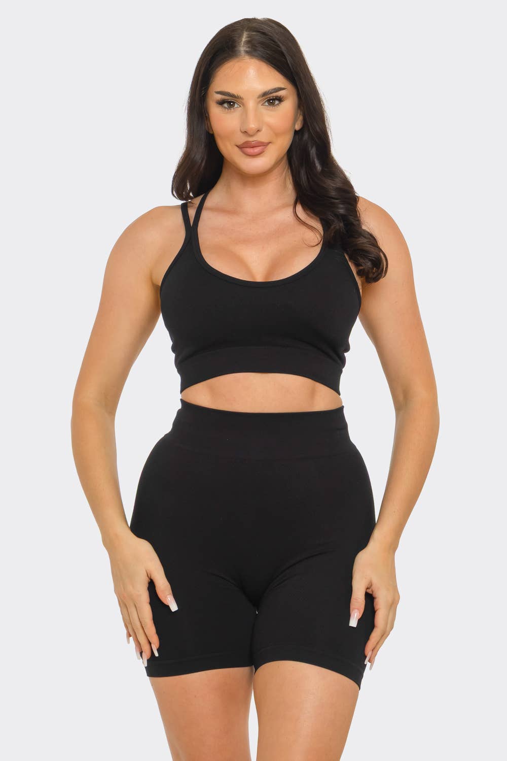 Seamless Bra Pad Spaghetti Straps Top And Shorts Set