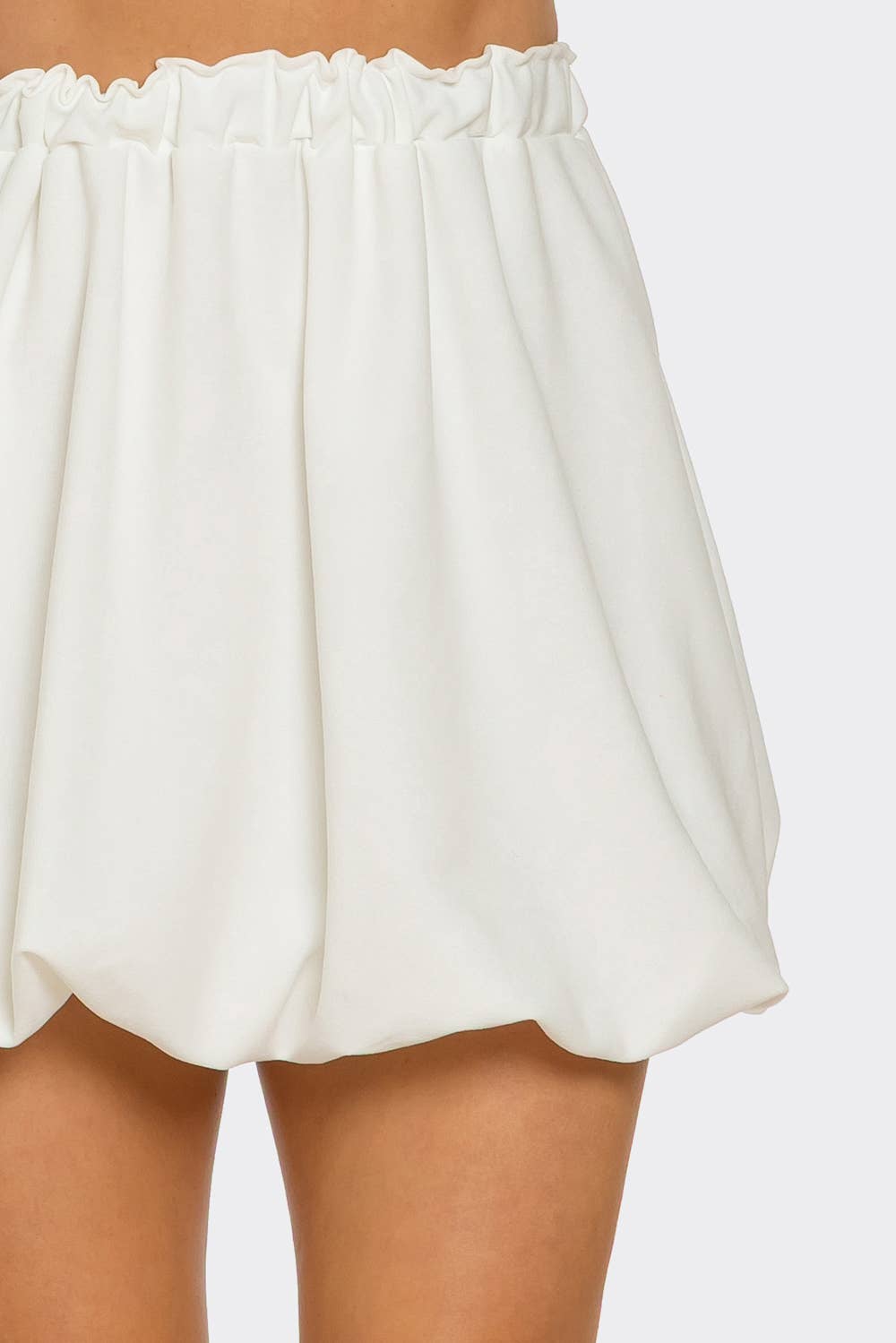 Solid Elastic Waistband Ruffle Hem Bubble Skirt