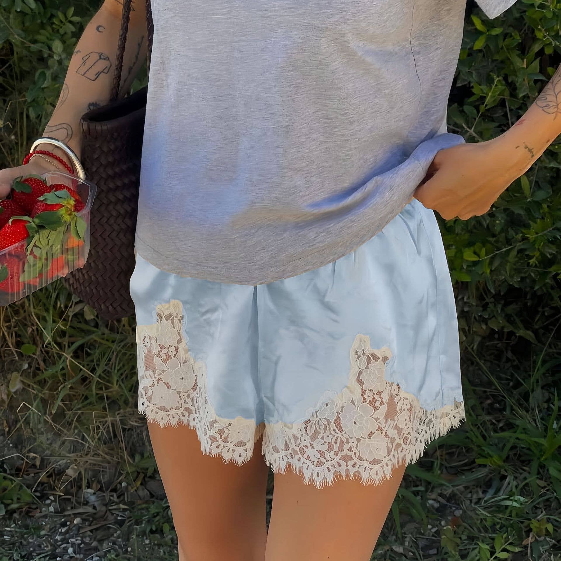 Lightweight Lace trim Relaxed fit boxer shorts