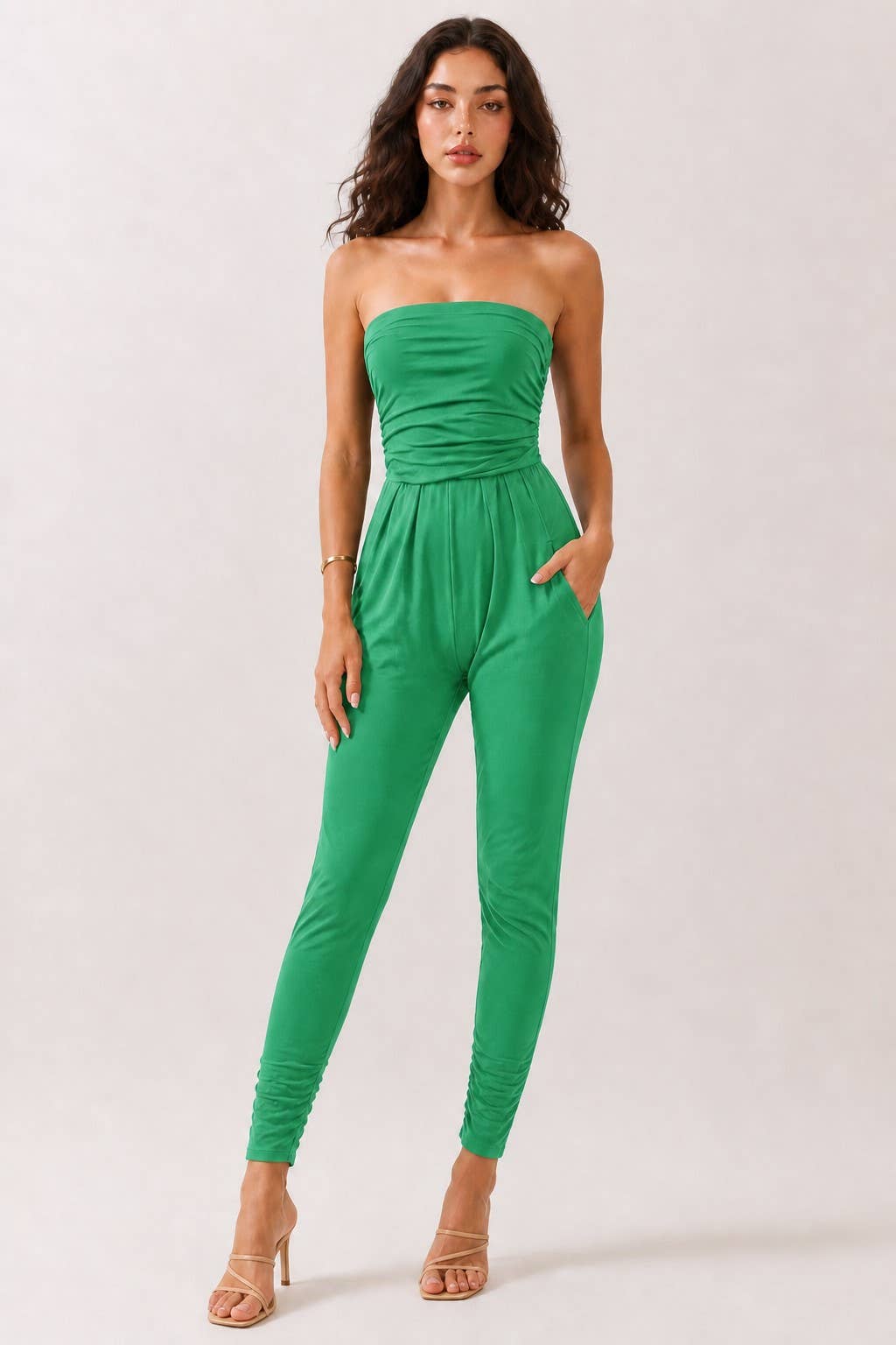 AR16435 - TUBE TOP W/SHIRRING JUMPSUIT