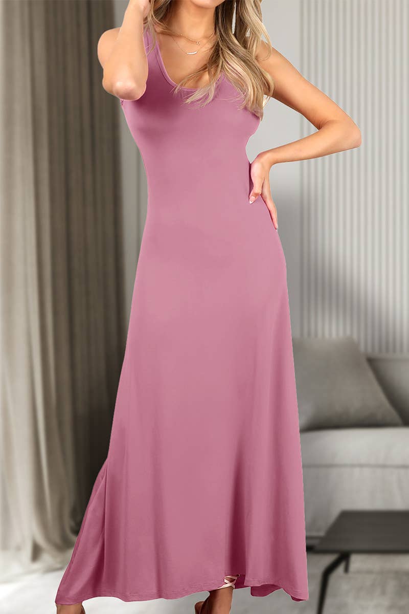 AWDMD281-P_SLEEVELESS TANK TOP STYLE MAXI DRESS: ANTIQUEMAUVE / (2X)