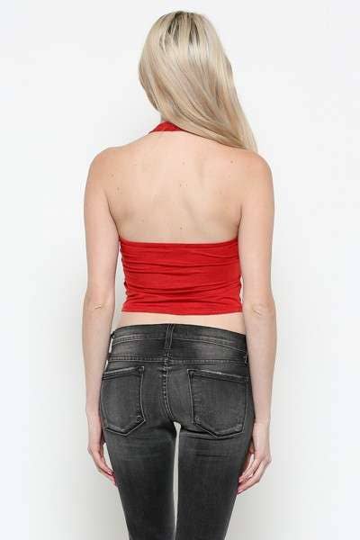 JK30033 - HALTER NECK CROP TOP