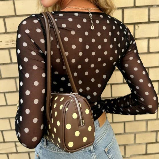 Elegant Sexy Mesh Classic Polka Dot Sheer Top