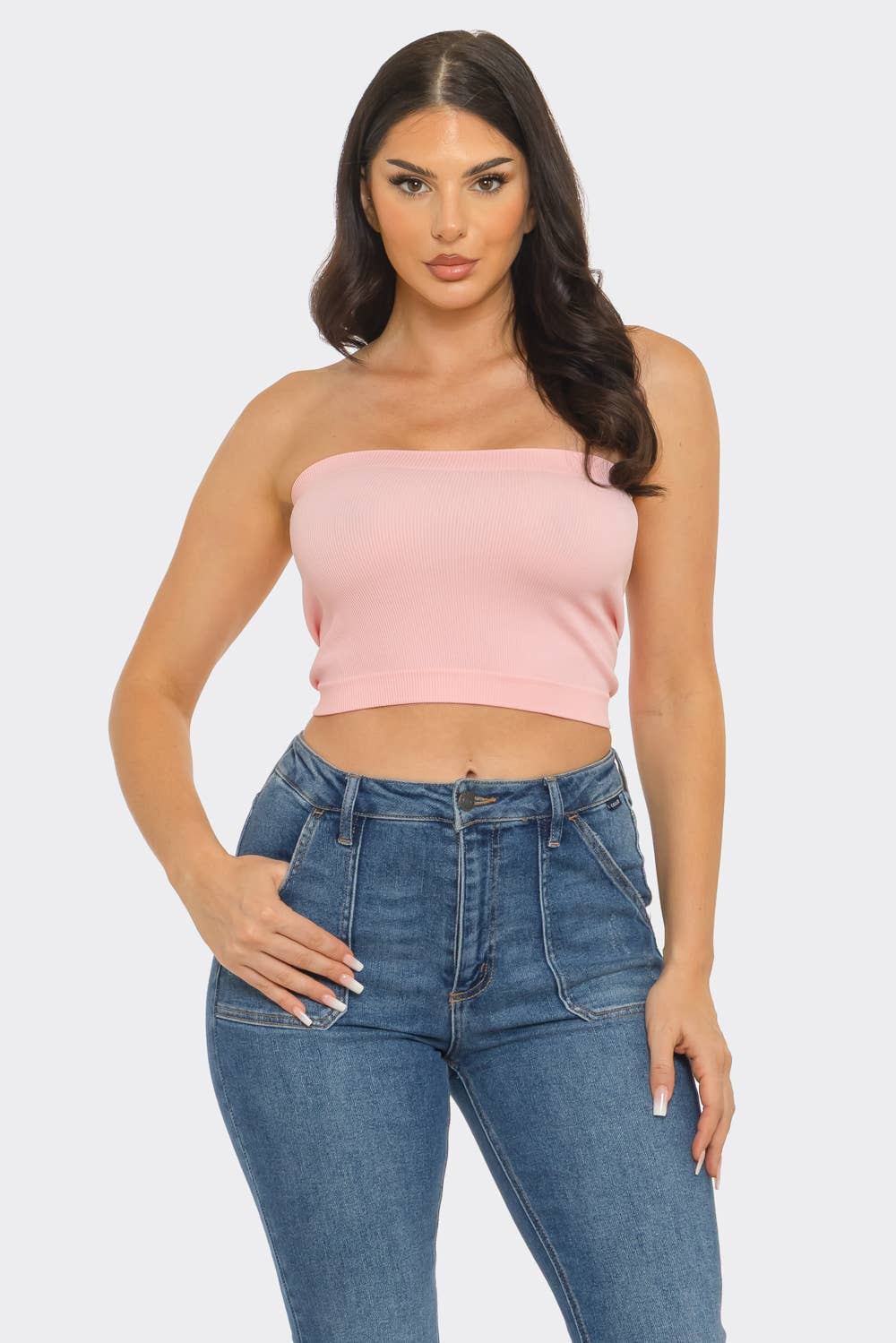 Seamless Rib Bandeau Tube Top