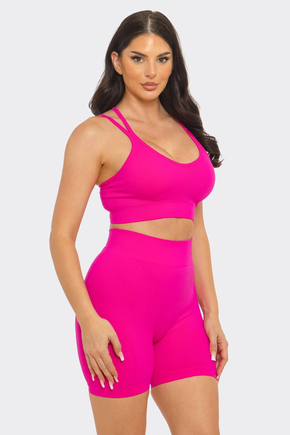 Seamless Bra Pad Spaghetti Straps Top And Shorts Set
