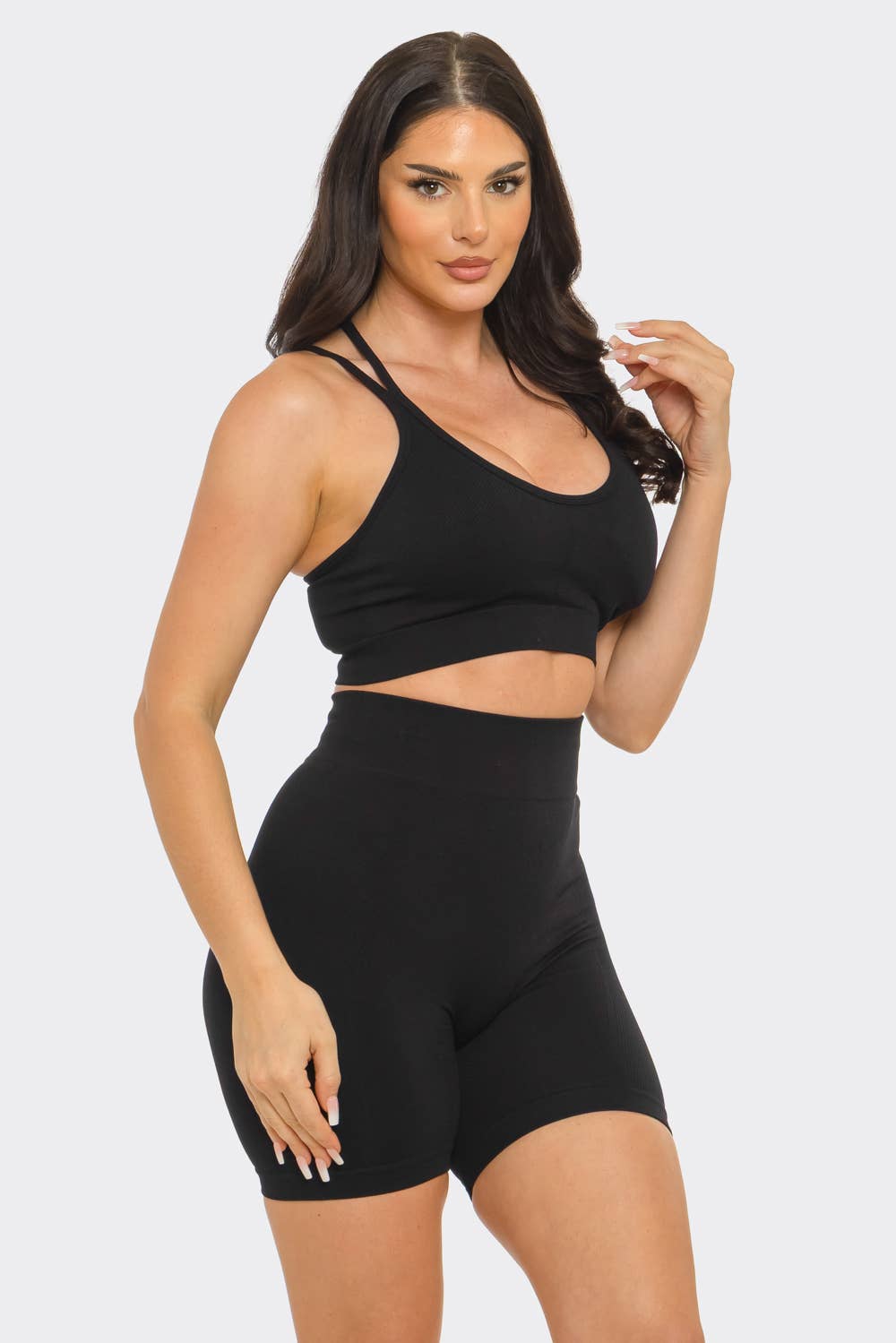 Seamless Bra Pad Spaghetti Straps Top And Shorts Set