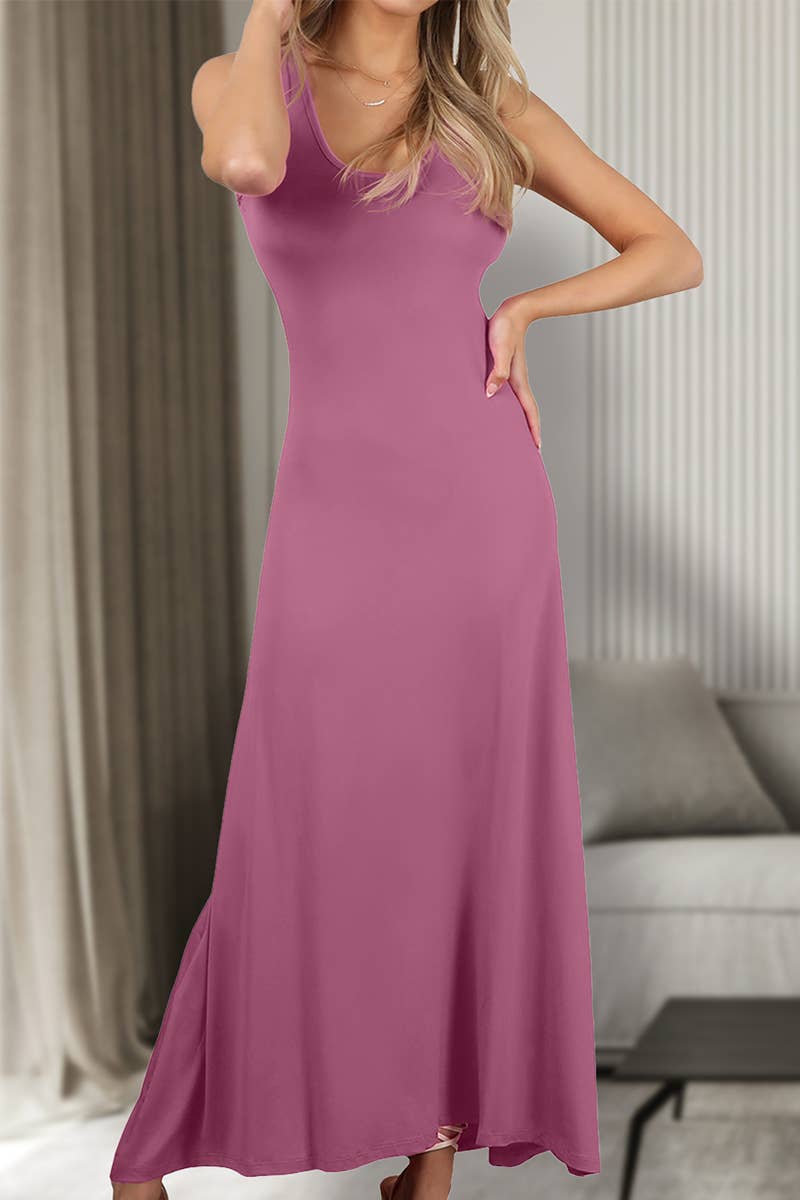 AWDMD281-P_SLEEVELESS TANK TOP STYLE MAXI DRESS: ANTIQUEMAUVE / (2X)