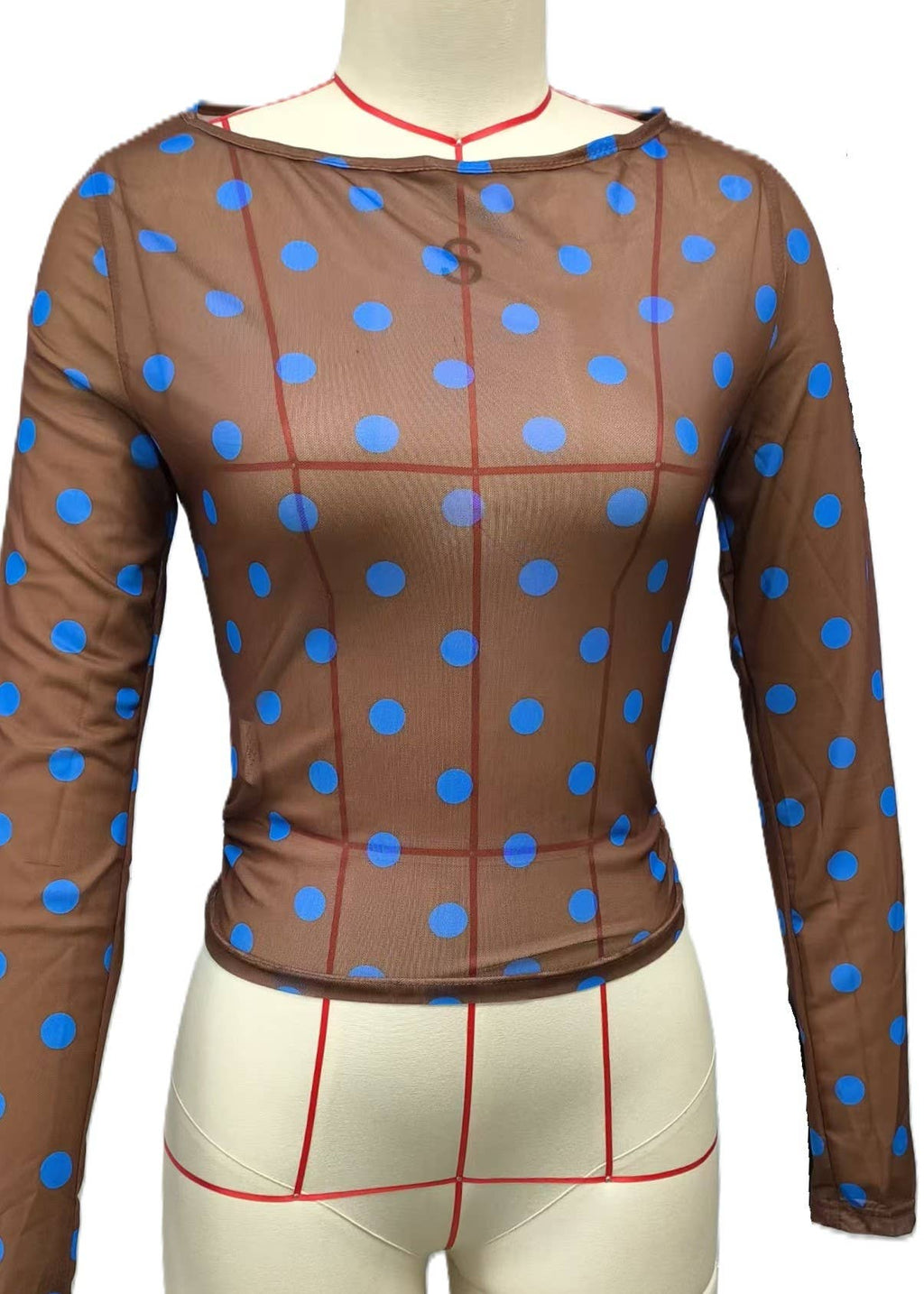 Elegant Sexy Mesh Classic Polka Dot Sheer Top