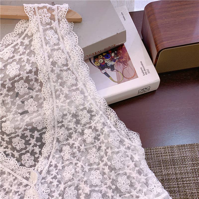 Embroidered Lace Short Sleeve Crop Top