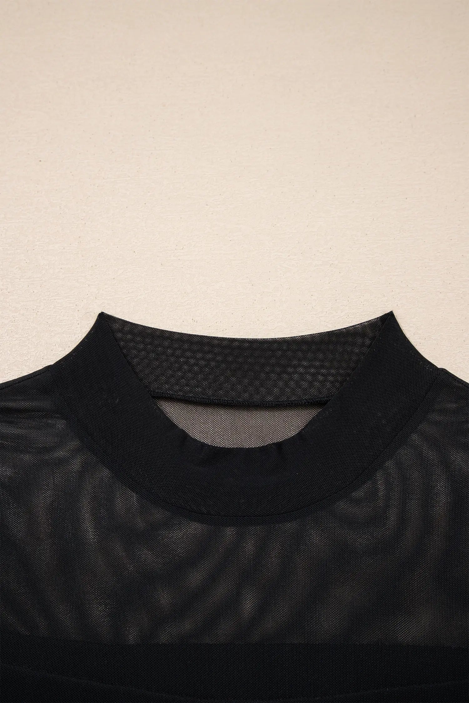 Sheer Mesh Patchwork Cap Sleeve T Shirt