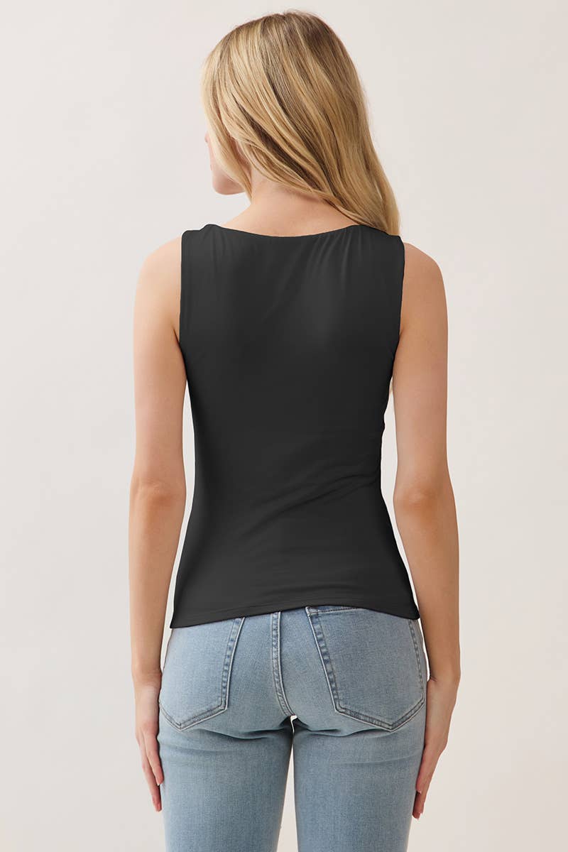 JK57553 - DOUBLE LAYER AT FT & BK SCOOP NECK TANK TOP
