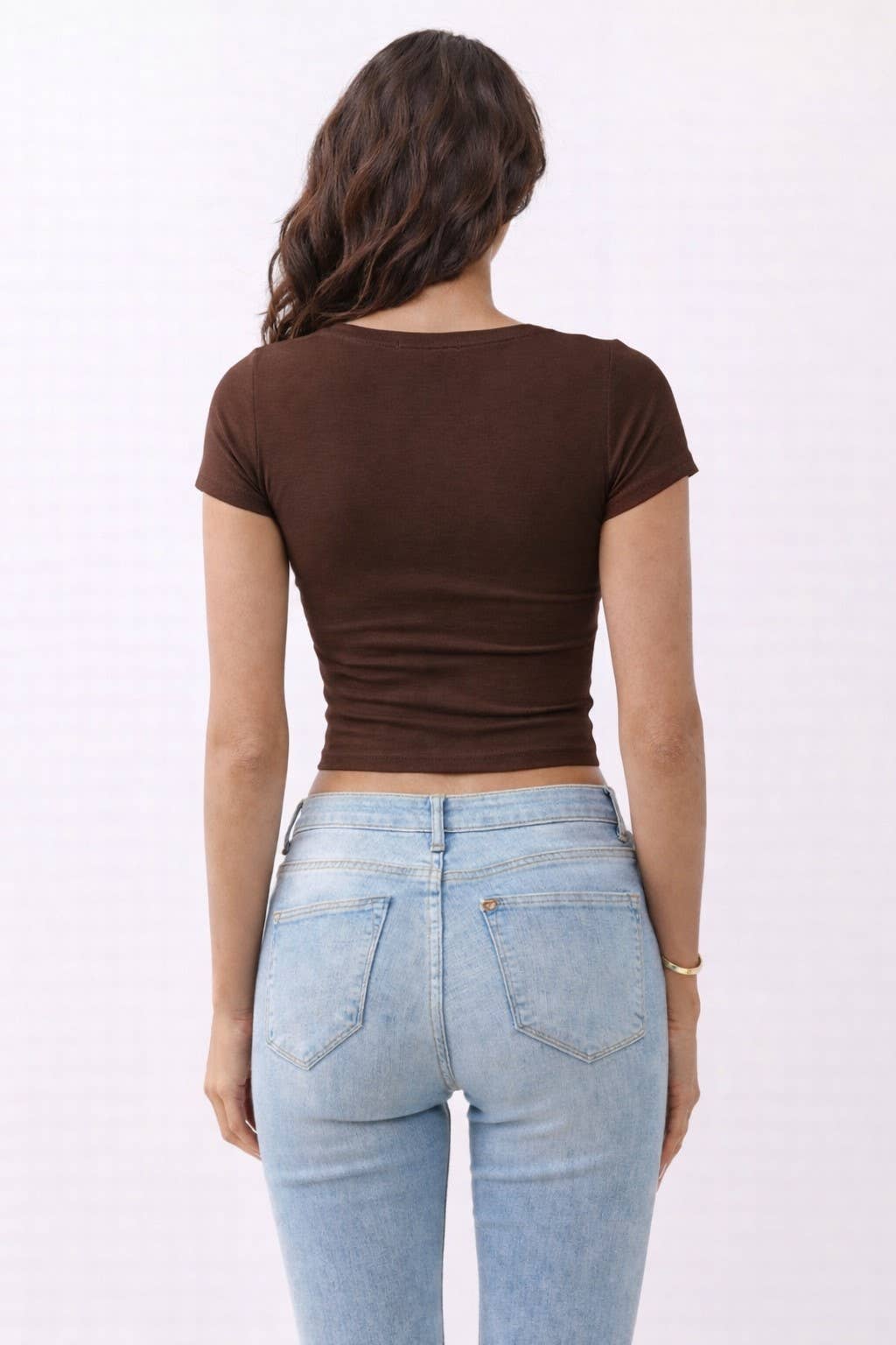 JT49614VN - SHORT SLEEVE V-NECK CROP TOP